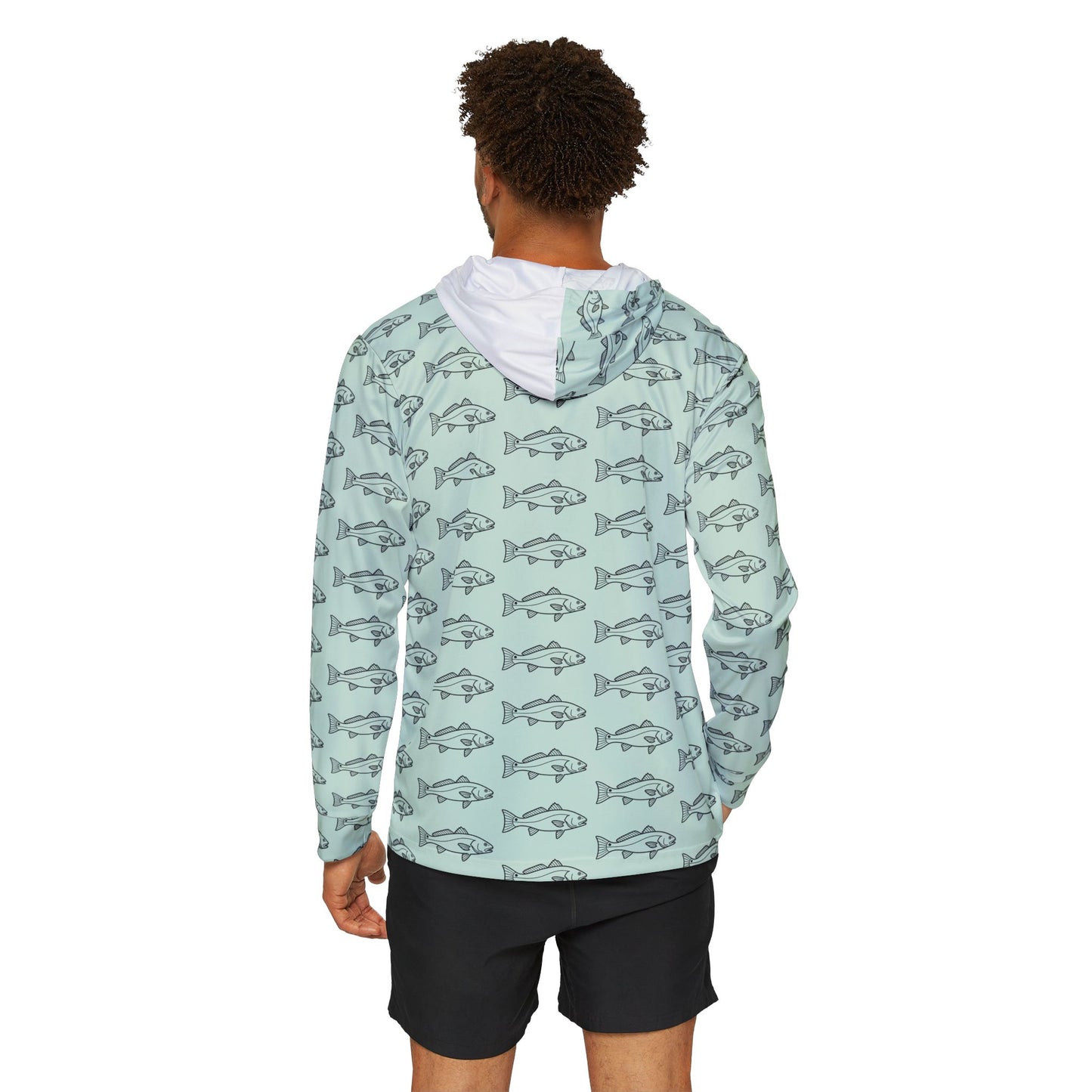 Redfish Outline Dryfit Hoodie Bay Green