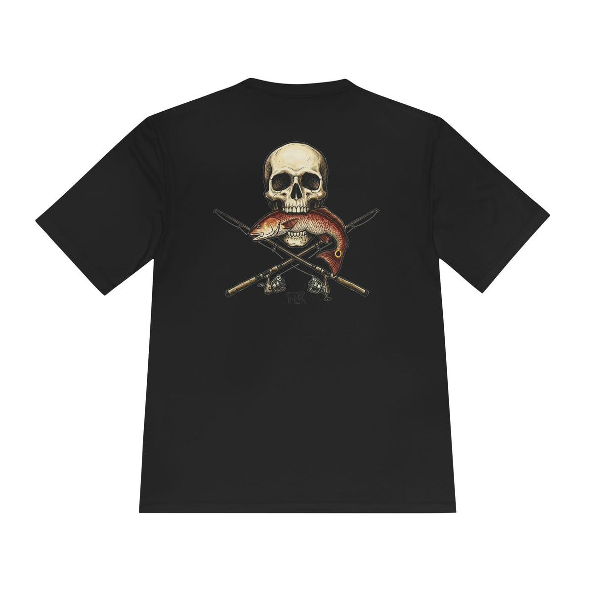 FLR Redfish Crossbones Dryfit Tee - UPF Performance Fishing Shirt detail view