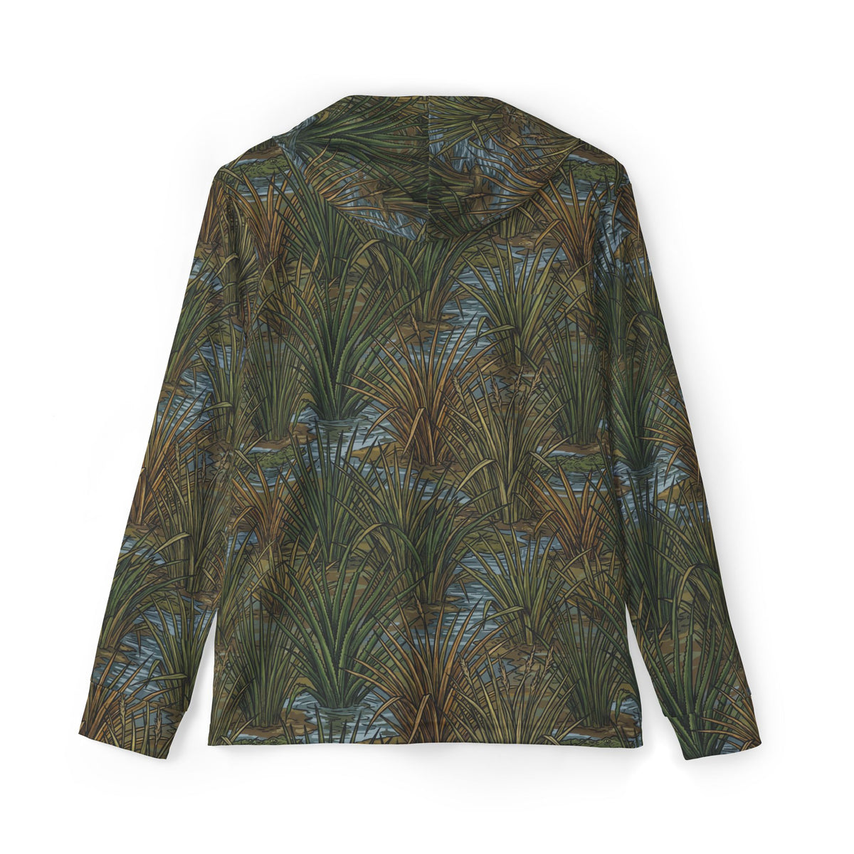 FLR Marsh Grass Dryfit Hoodie - UPF 50+ All-Over Print Performance Hoodie detail view