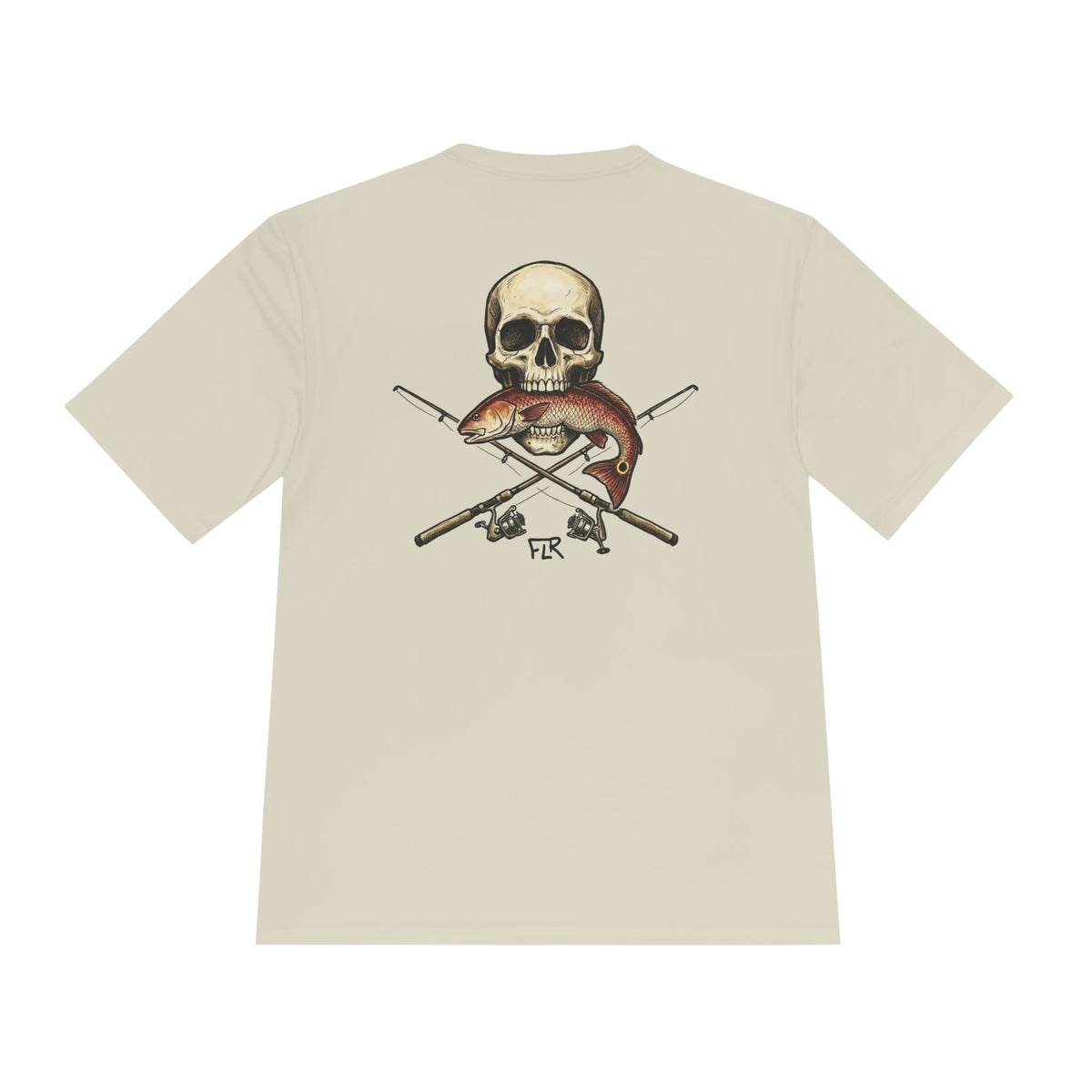 FLR Redfish Crossbones Dryfit Tee - UPF Performance Fishing Shirt detail view