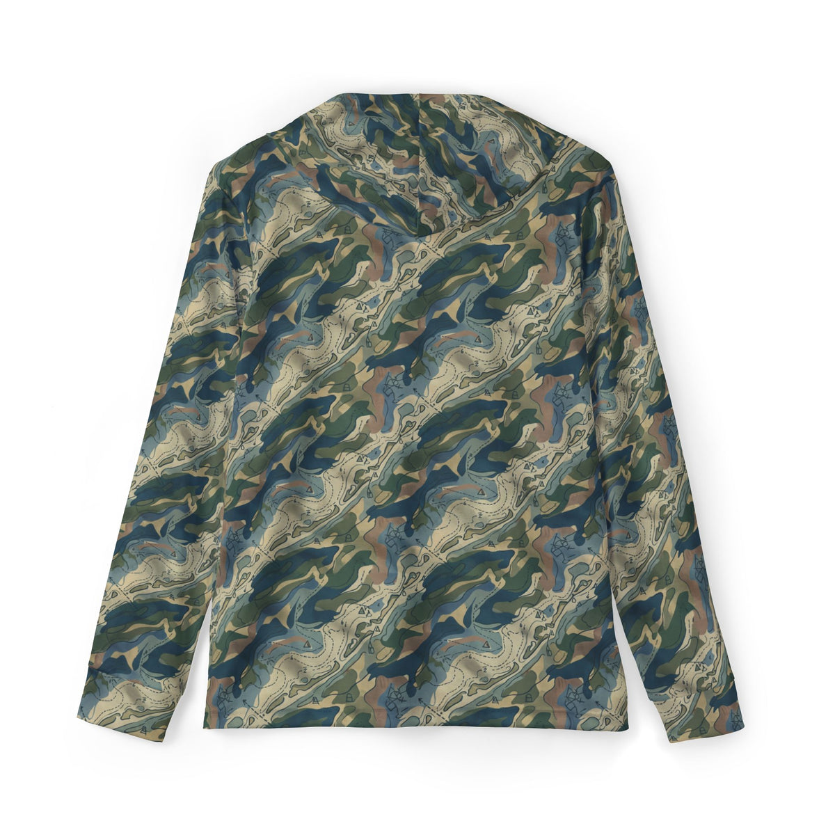 FLR Nautical Camo Dryfit Hoodie - UPF 50+ All-Over Print Performance Hoodie detail view