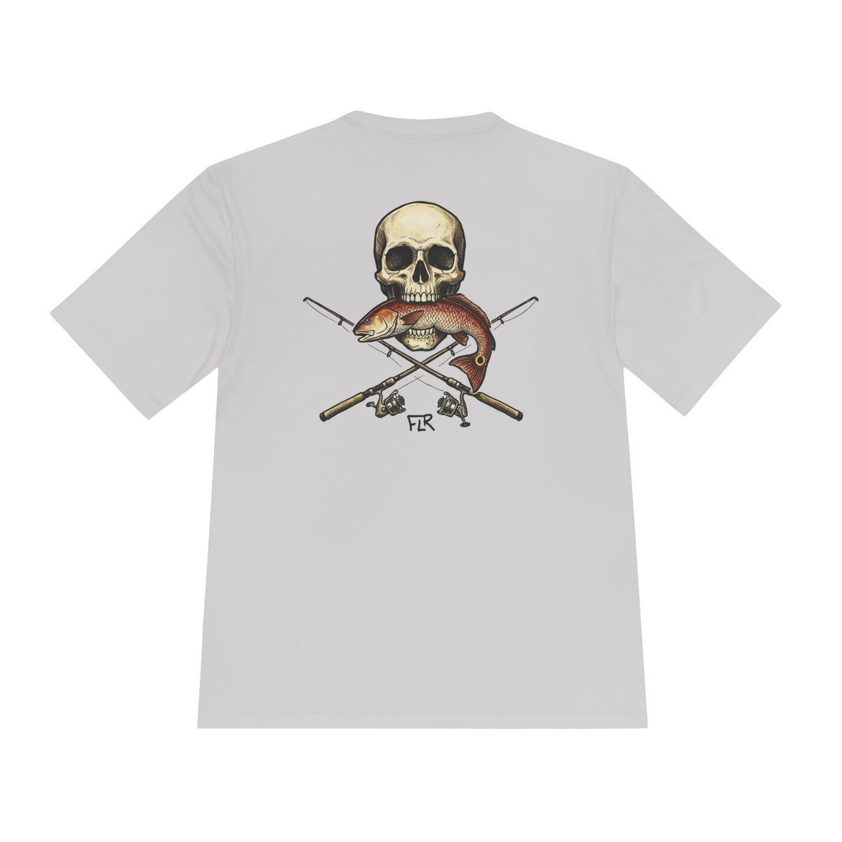 FLR Redfish Crossbones Dryfit Tee - UPF Performance Fishing Shirt detail view