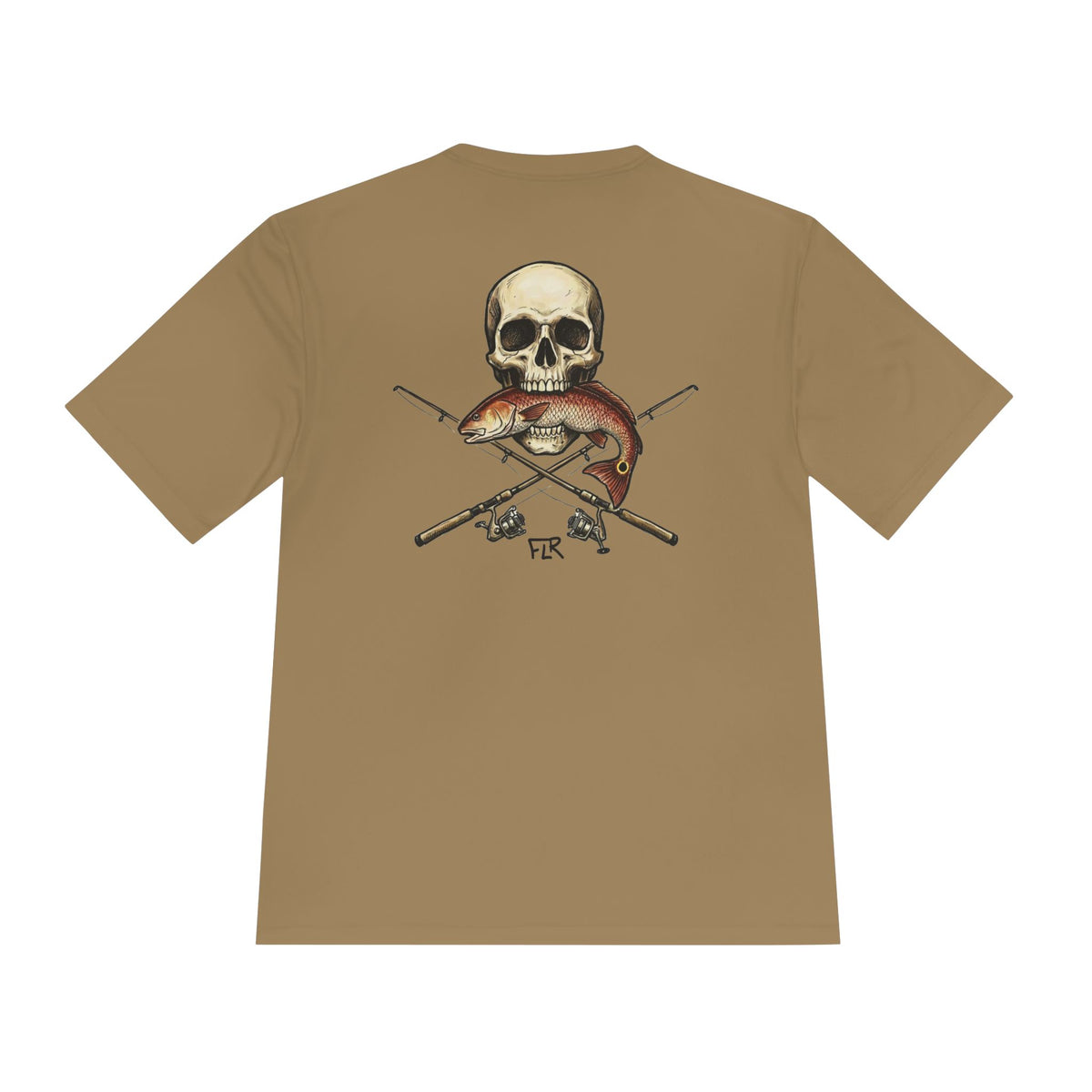 FLR Redfish Crossbones Dryfit Tee - UPF Performance Fishing Shirt detail view