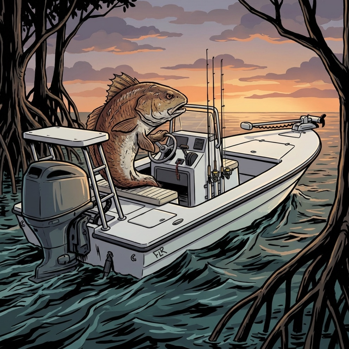 Captain Redfish Unisex Fishing T-Shirt - Florida Redfish LLC detail view