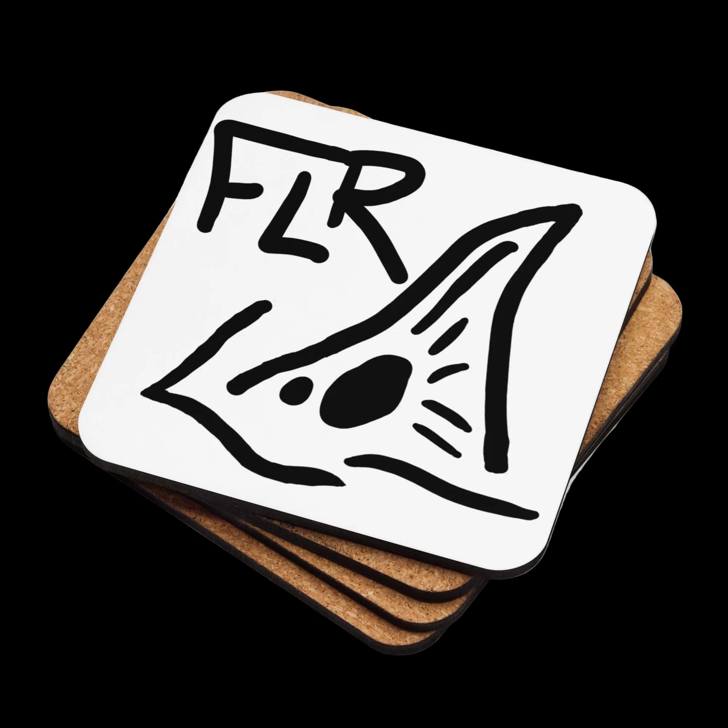 "Florida Redfish LLC FLR logo cork-back coaster hardboard high gloss fishing decor"