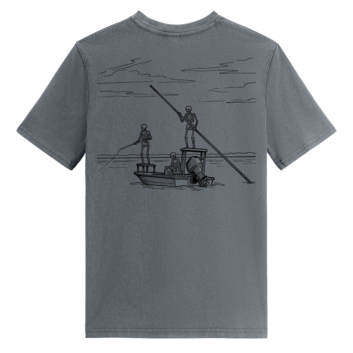 Fish Til I'm Dead Oversized Vintage Print Unisex Tee - Florida Redfish LLC detail view