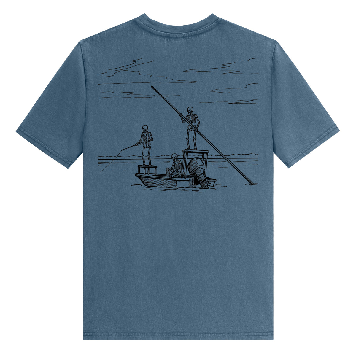 Fish Til I'm Dead Oversized Vintage Print Unisex Tee - Florida Redfish LLC detail view