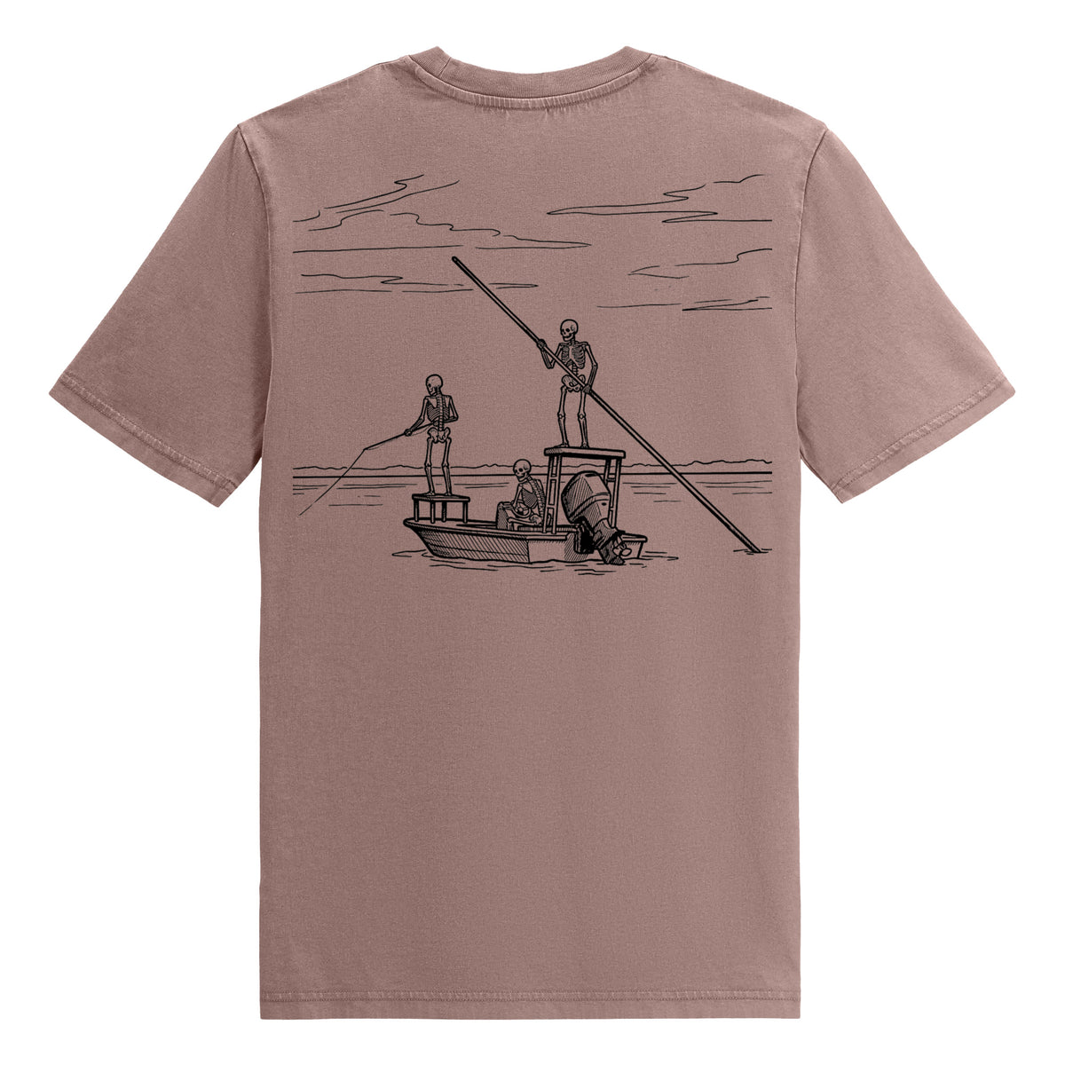 Fish Til Im Dead oversized vintage print unisex organic tee mauve blue slate FLR faded graphic