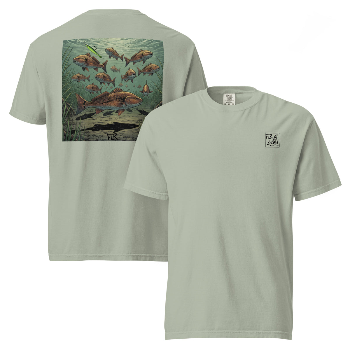 Bull Redfish School Unisex Fishing T-Shirt - Florida Redfish LLC detail view