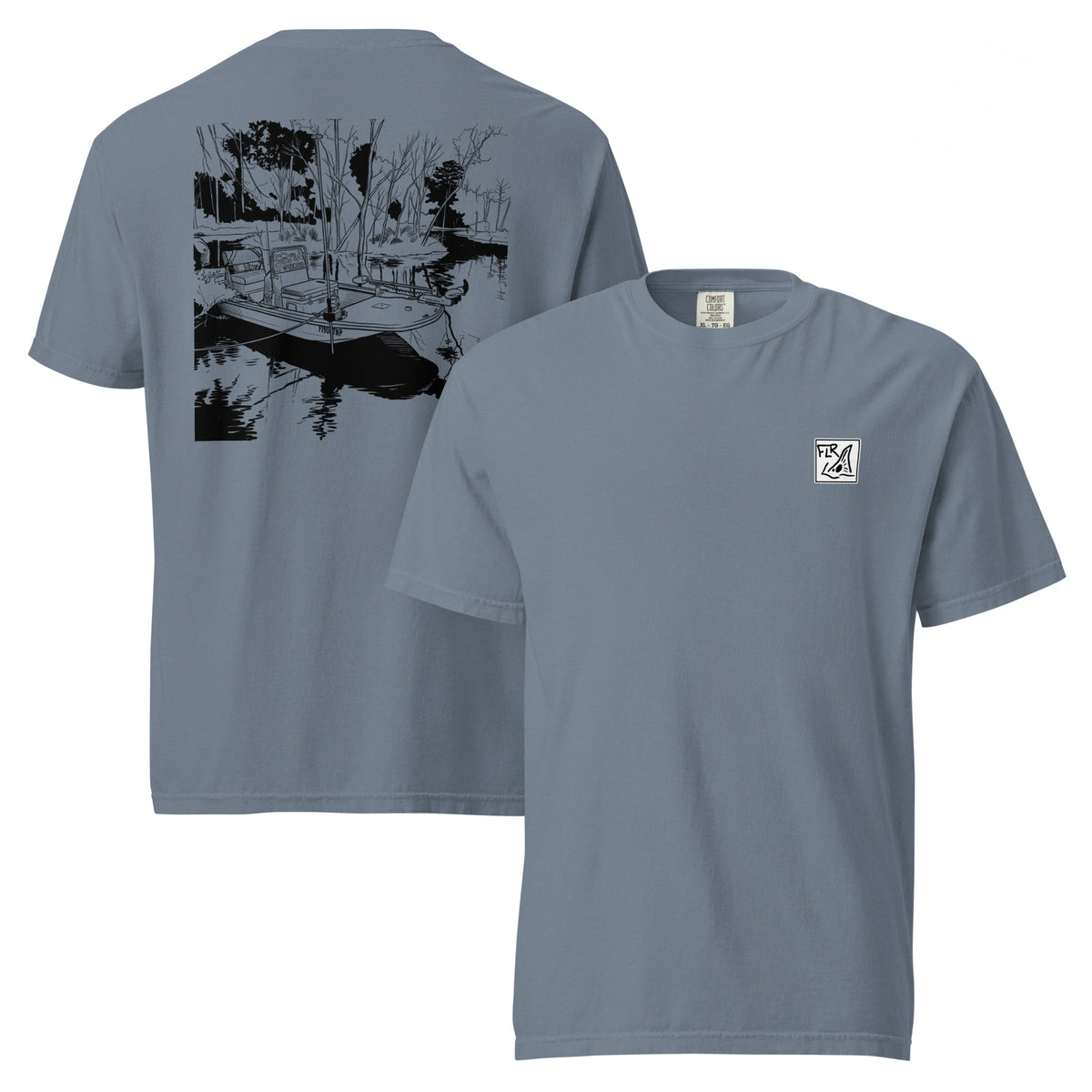 Flats Boat Unisex Fishing T-Shirt - Florida Redfish LLC detail view