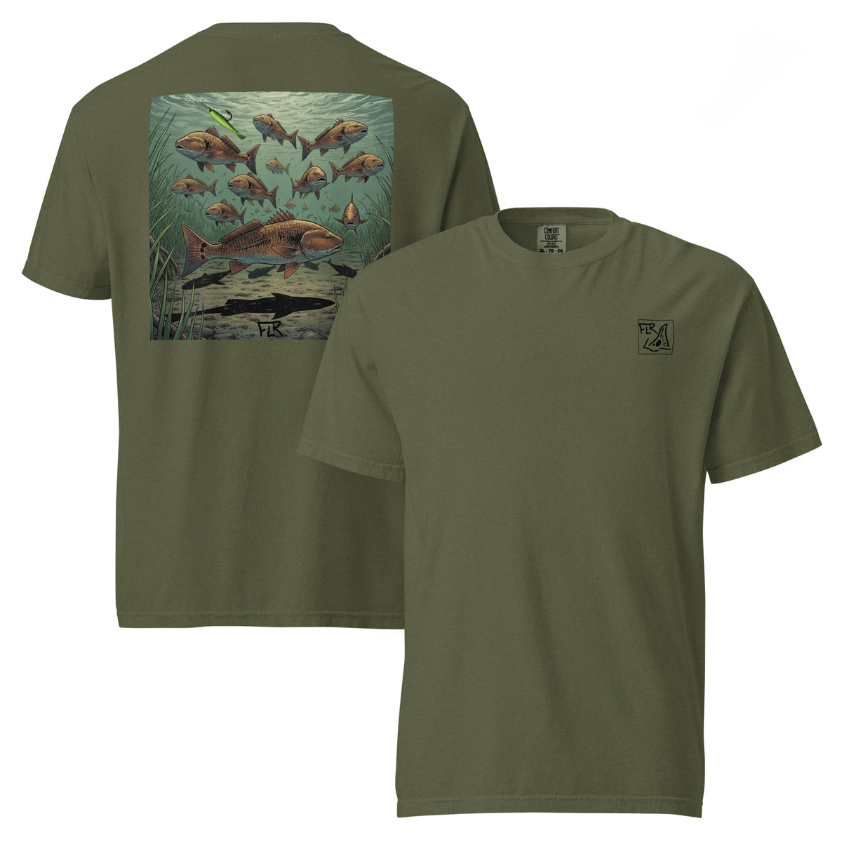 Bull Redfish School Unisex Fishing T-Shirt - Florida Redfish LLC detail view