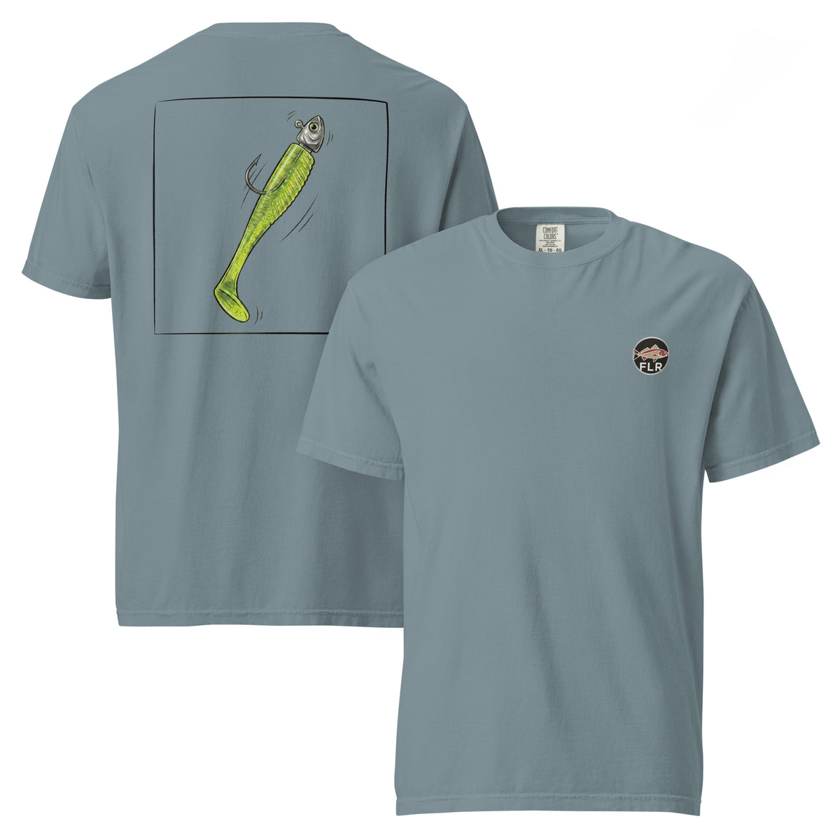 Chartreuse Paddle Tail Unisex Fishing T-Shirt - Florida Redfish LLC Lure Tee detail view