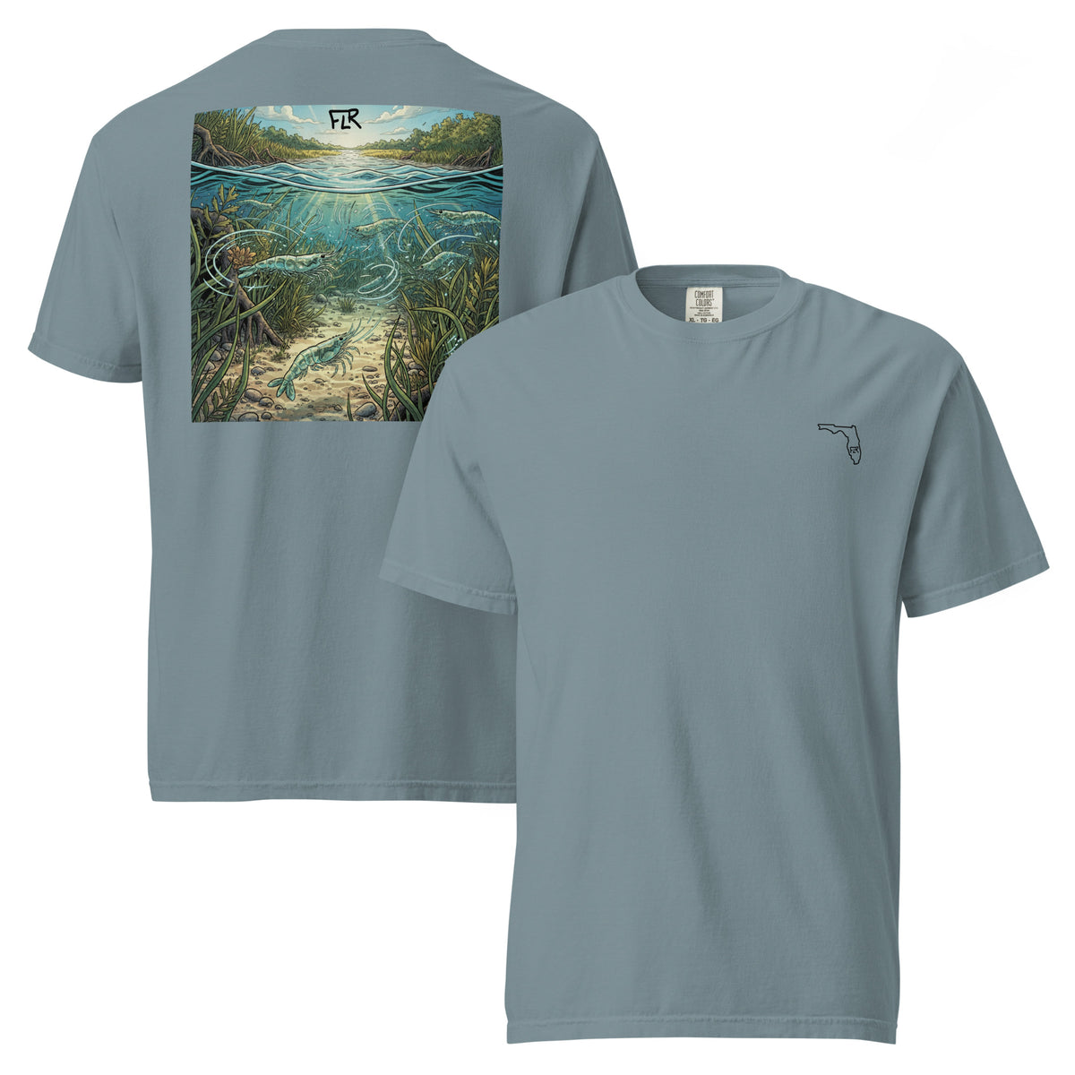 FLR Shrimp Unisex Fishing T-Shirt - Florida Redfish LLC Inshore Bait Tee detail view
