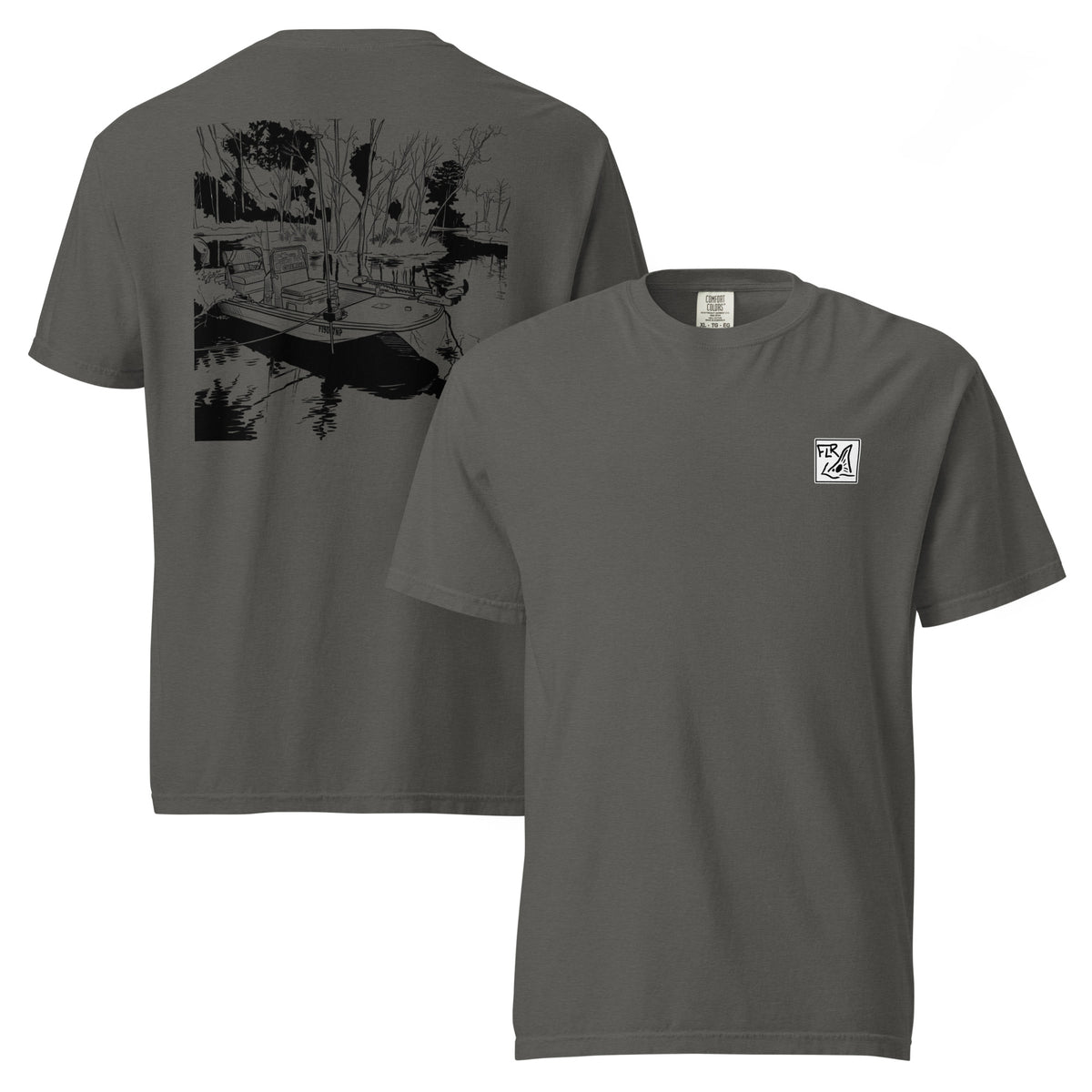 Flats Boat Unisex Fishing T-Shirt - Florida Redfish LLC detail view