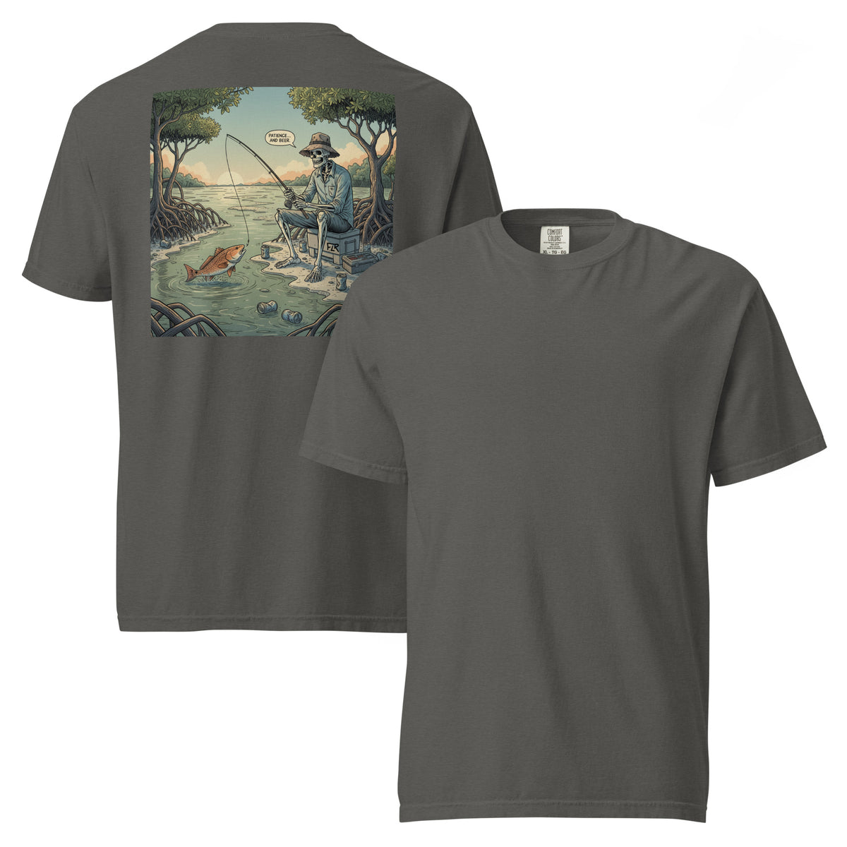 Patience And Beer Unisex Fishing T-Shirt | Florida Redfish LLC Funny Fishing Tee | Florida Redfish LLC