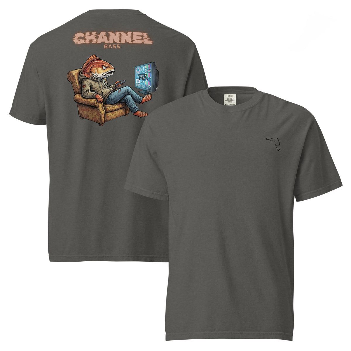 FLR Channel Bass T-Shirt - Florida Red Drum Unisex Garment-Dyed Fishing Tee - Florida Redfish LLC