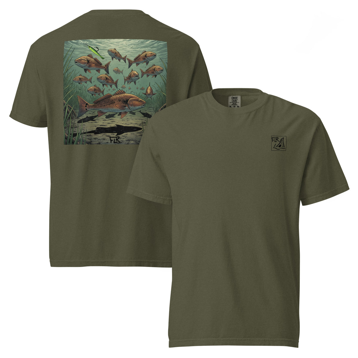 Bull Redfish School Unisex Fishing T-Shirt - Florida Redfish LLC detail view
