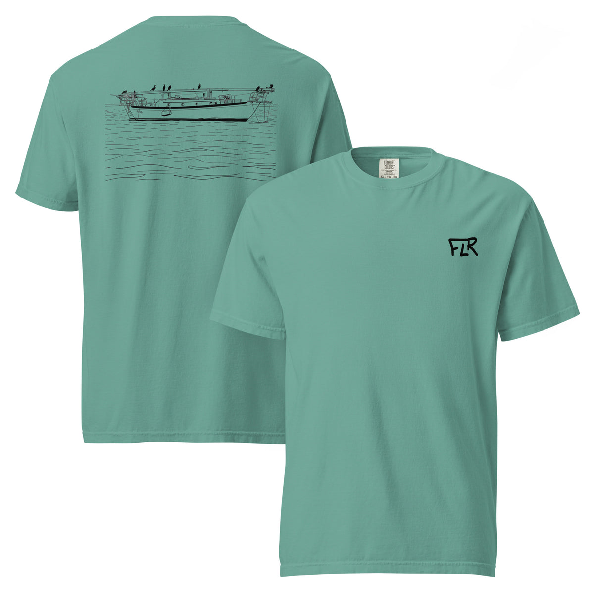 Aura Sailboat Unisex Fishing T-Shirt - Florida Redfish LLC Coastal Tee detail view