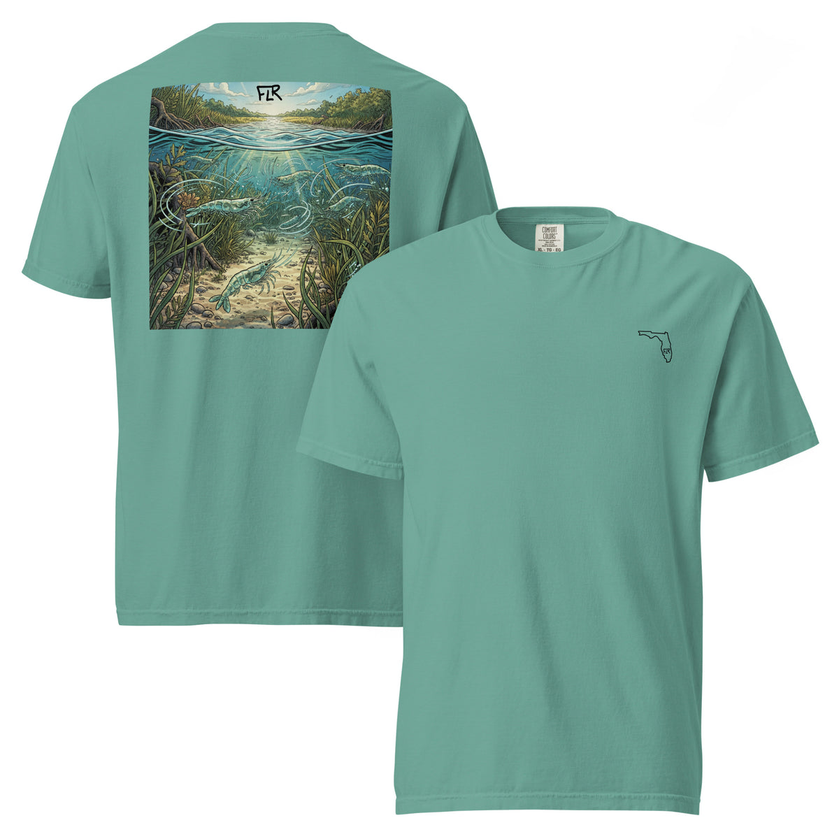 FLR Shrimp Unisex Fishing T-Shirt - Florida Redfish LLC Inshore Bait Tee - Florida Redfish LLC