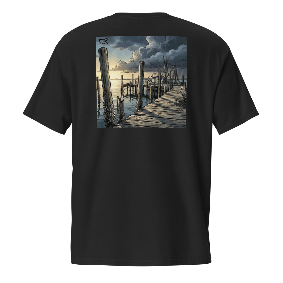 FLR Wharf Dock Pocket T-Shirt - Florida Coastal Unisex Garment-Dyed Fishing Tee - Florida Redfish LLC