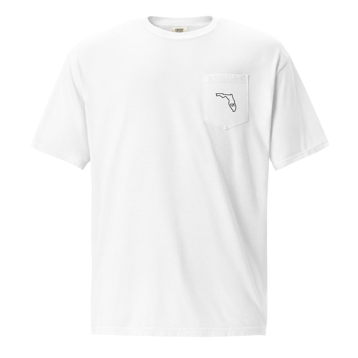 FLR Wharf Dock Pocket T-Shirt - Florida Coastal Unisex Garment-Dyed Fishing Tee detail view