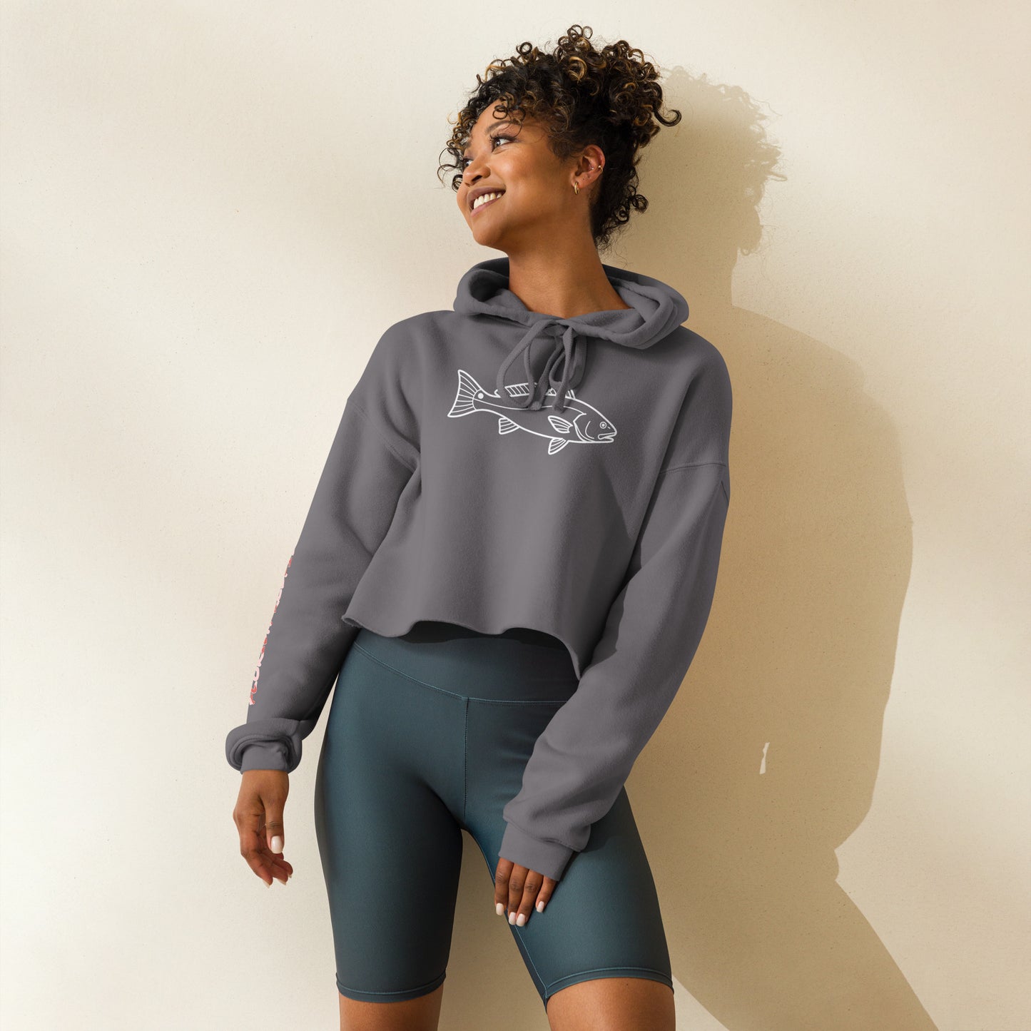 FLR Redfish Crop Hoodie - Women's Florida Inshore Fishing Apparel detail view