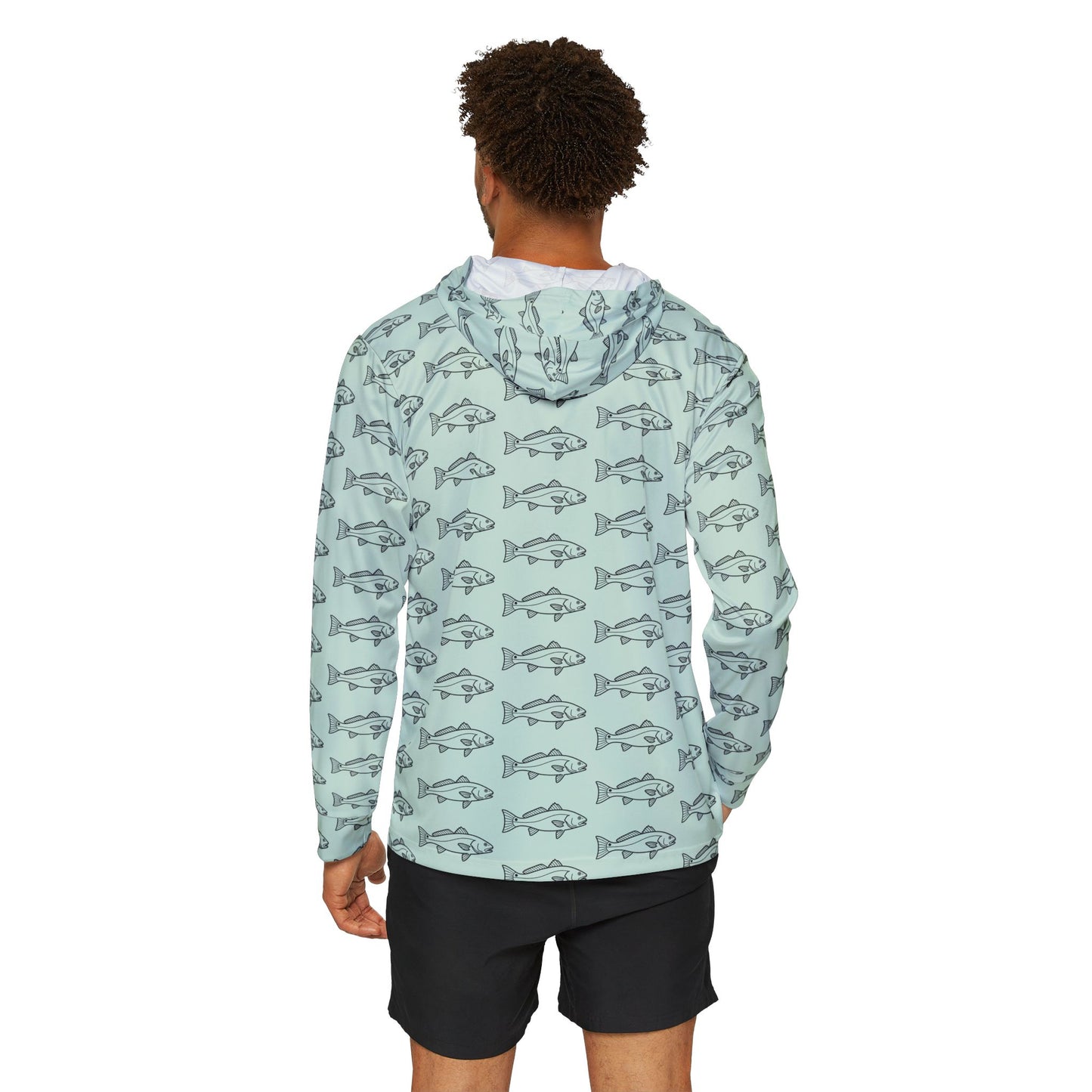 FLR Bay Green Redfish Outline Guide Hoodie | UPF 50+ All-Over Redfish Print | Florida Redfish LLC