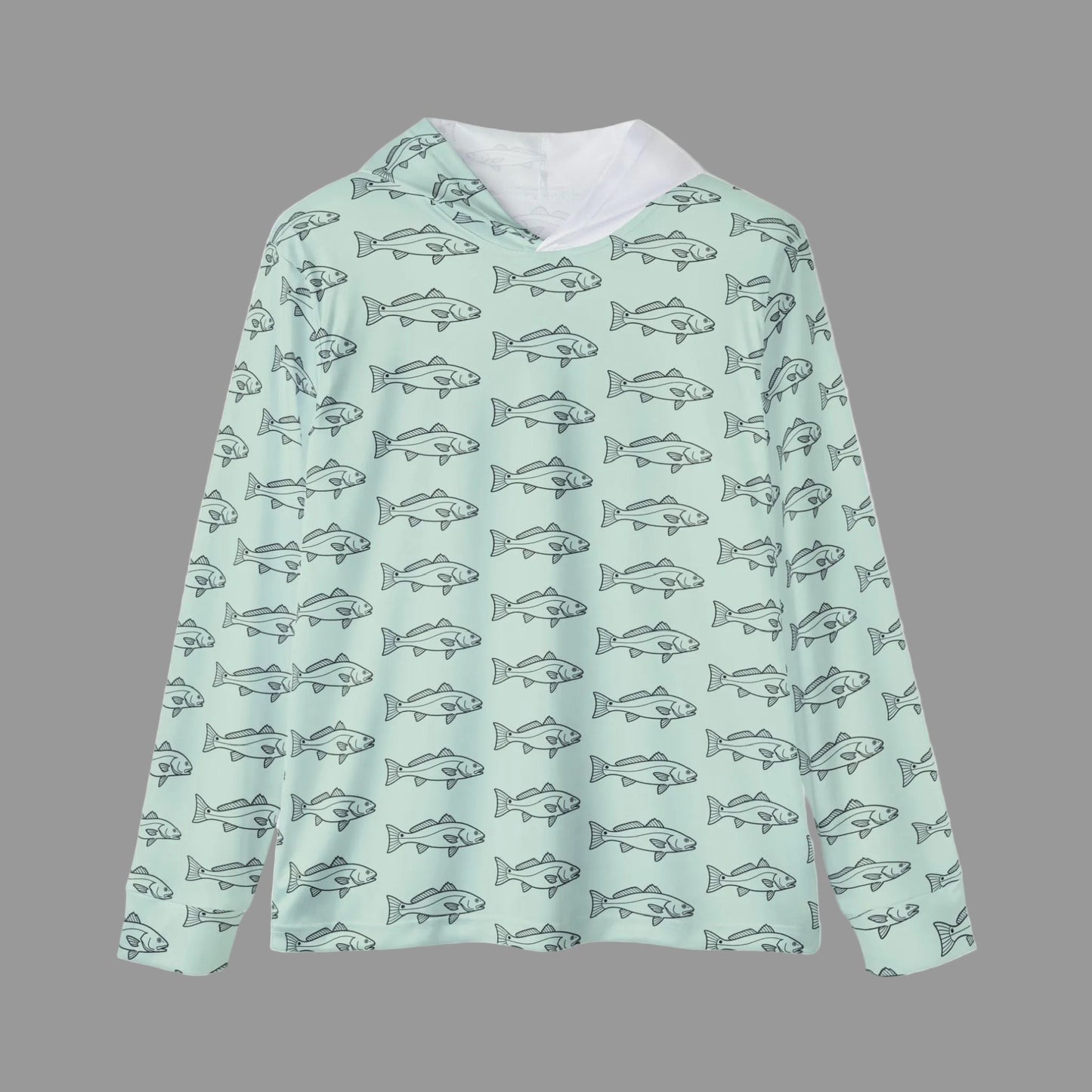 Redfish Outline Dryfit Hoodie Bay Green