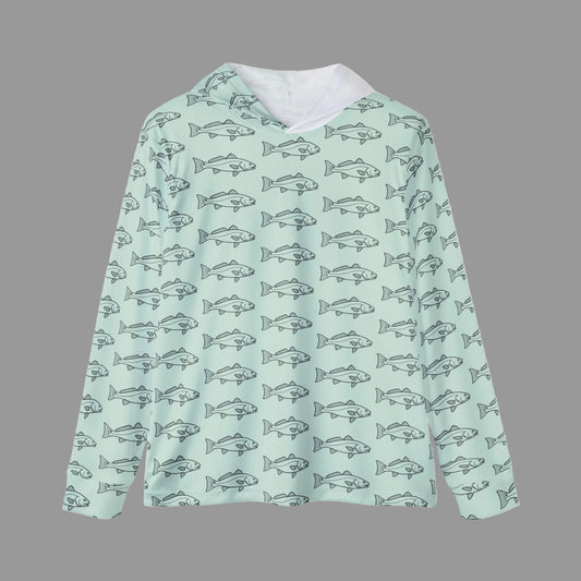 Redfish Outline Dryfit Hoodie Bay Green