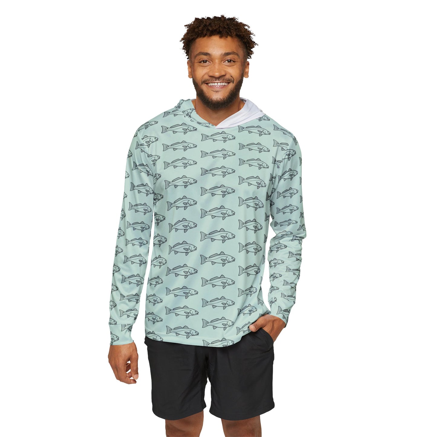 Redfish Outline Dryfit Hoodie Bay Green