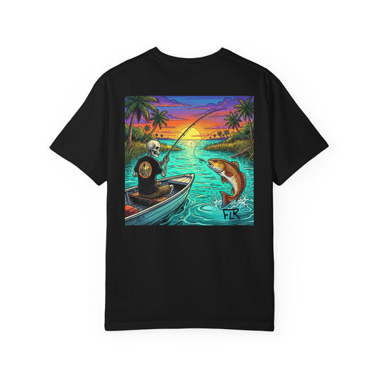 FLR Sunrise Spots Unisex Fishing T-Shirt - Florida Redfish LLC Vivid Art Tee - Florida Redfish LLC