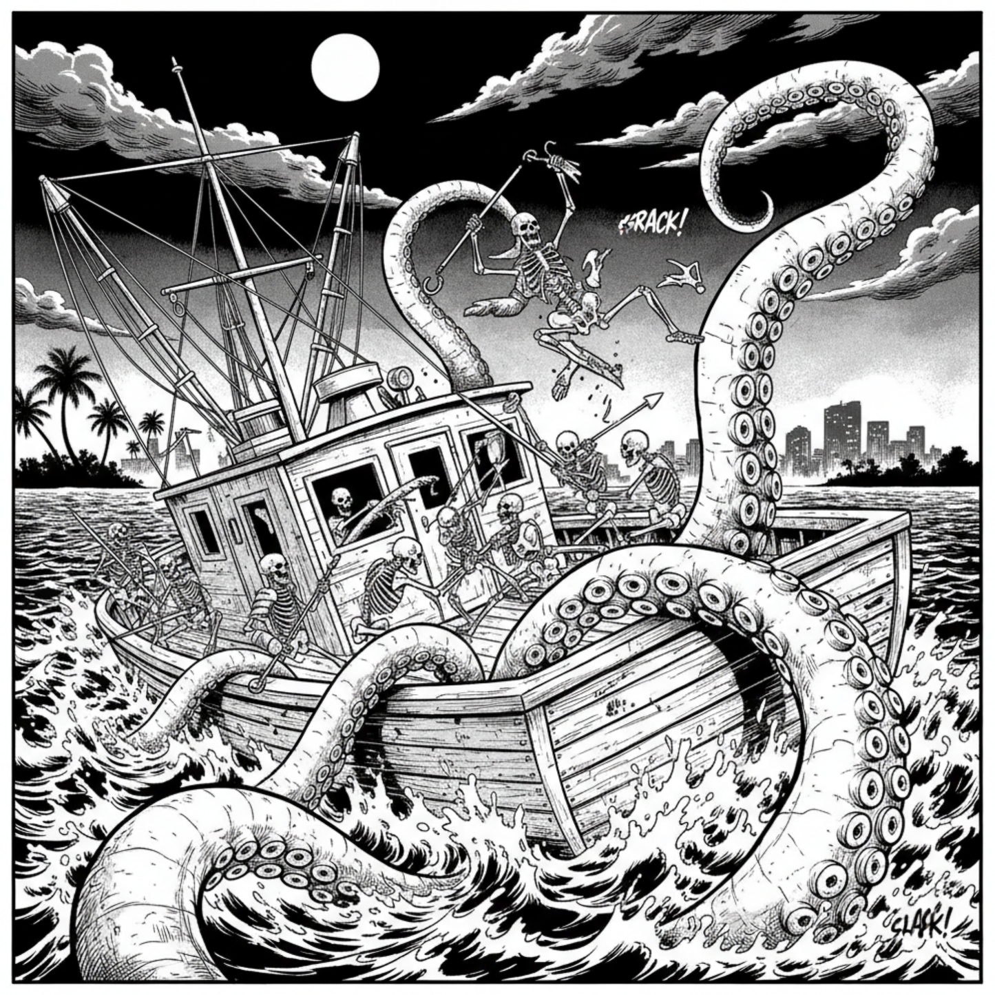 Shrimp Boat Kraken Unisex Fishing T-Shirt - Florida Redfish LLC detail view