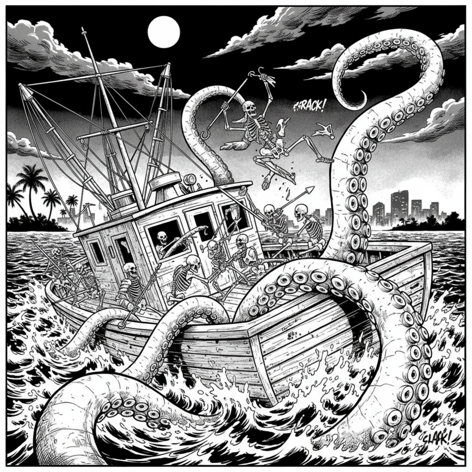 Shrimp Boat Kraken Unisex Fishing T-Shirt - Florida Redfish LLC detail view