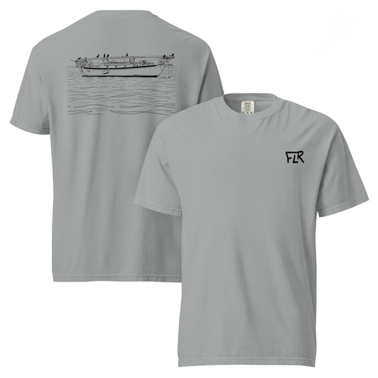 Aura Sailboat unisex garment-dyed fishing t-shirt Florida Redfish LLC coastal graphic multiple colors olive black