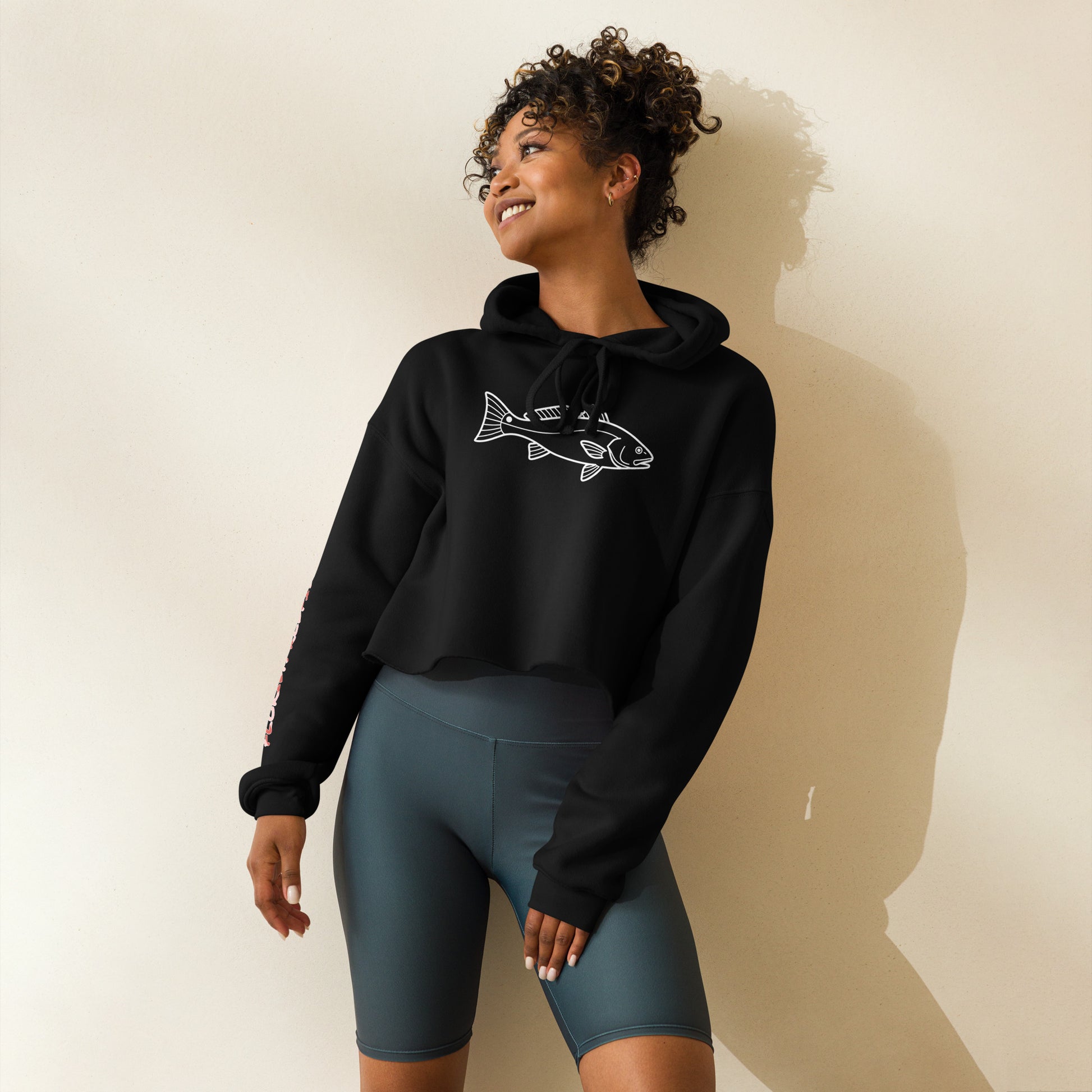 FLR Redfish Crop Hoodie - Women's Florida Inshore Fishing Apparel detail view